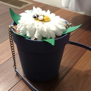 Kate Spade Novelty Bag Down The Rabbit Hole Blue Bucket Flower Bag